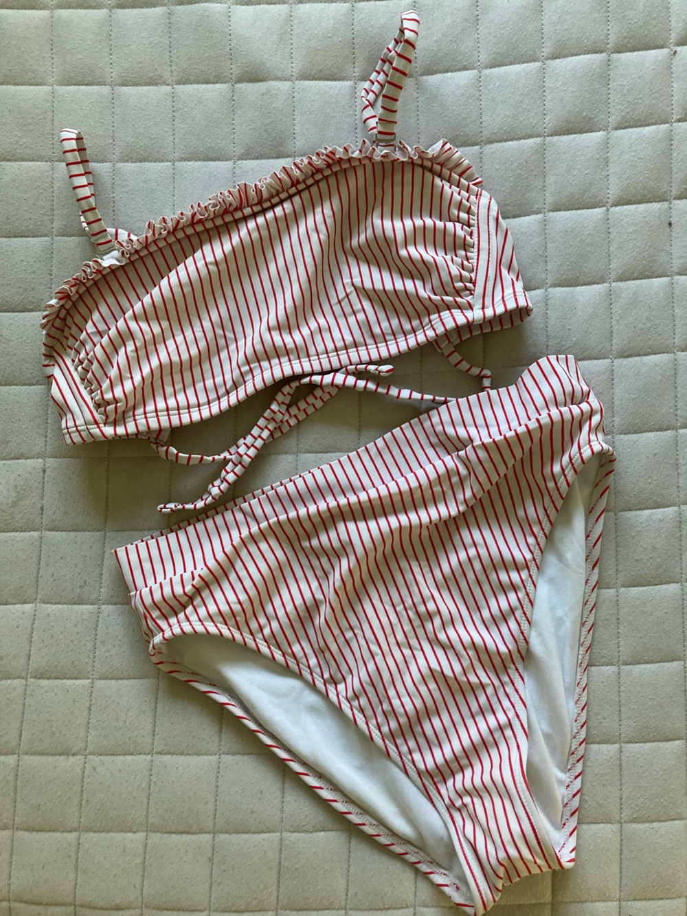 Xhilaration Women’s White and Red Striped Two-Piece Swim Set